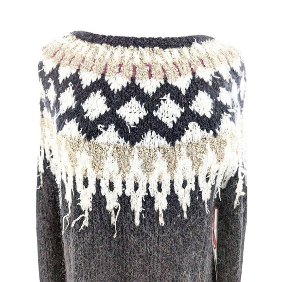 Cynthia Rowley Women Long Sleeve Scoop Neck Open-Knit Sweater Heathered Black Si - Picture 3 of 14